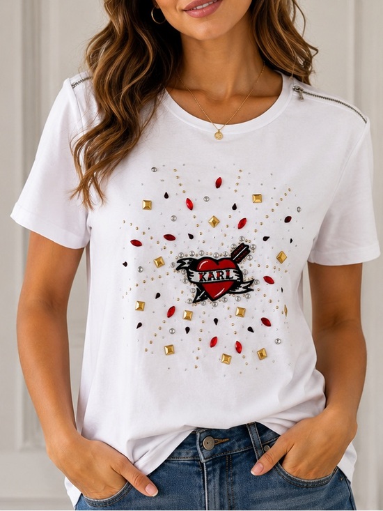 Karl Lagerfeld Tops - Karl Lagerfeld White Embellished Top Women Size Large